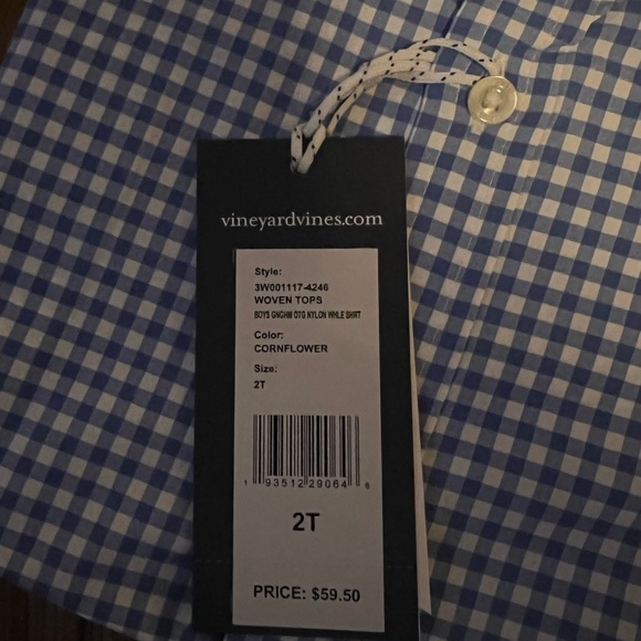 Vineyard Vines Boys Blue and White Gingham Button-Down Shirt - Picture 2 of 2